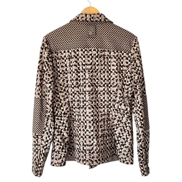 Hilton Hollis Check Squares Black and Tan Snap Jacket Size 10 - Picture 2 of 12